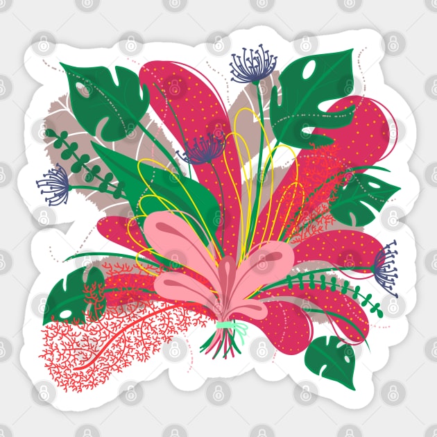 CRAZY LEAVES Sticker by MAYRAREINART